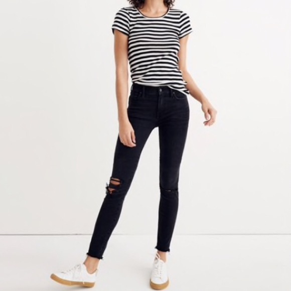 Madewell Denim - Madewell Black High Rise Distressed Skinny
